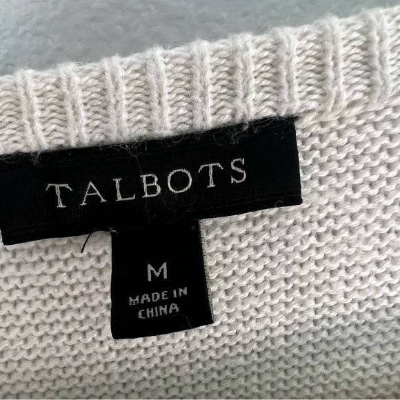 Talbots Color Block Navy Blue White Striped Knit Sweater Size M - Picture 4 of 8